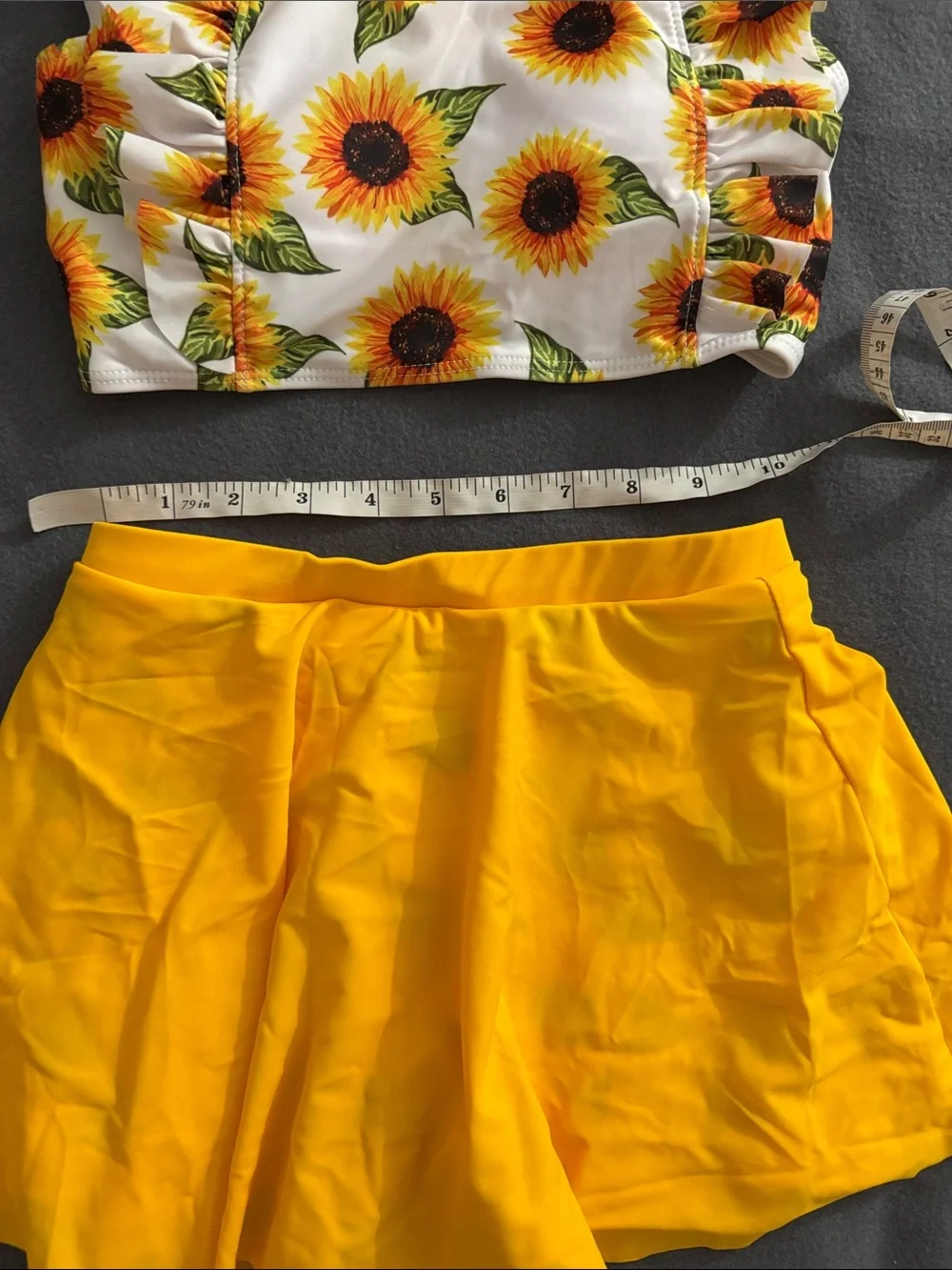 Hopeac Sunflower Tankini Swim Set Skirted Bottom Girls 10-12 (150) L